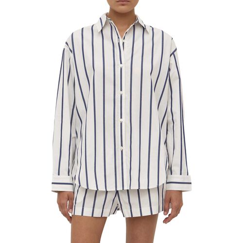 Assembly Label Nara Stripe Long Sleeve Shirt White True Navy